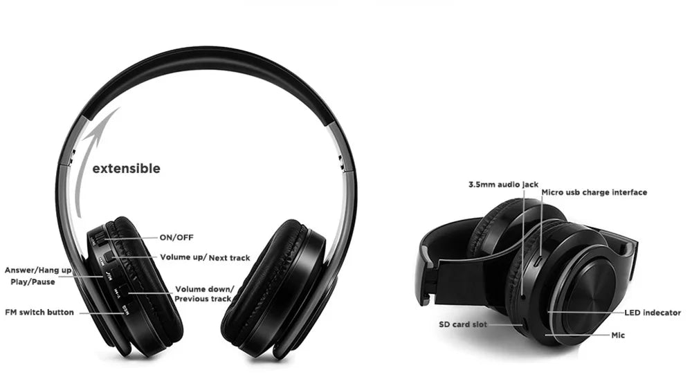 Wireless Bluetooth Headphones with Built-in Mic – 14 Colors