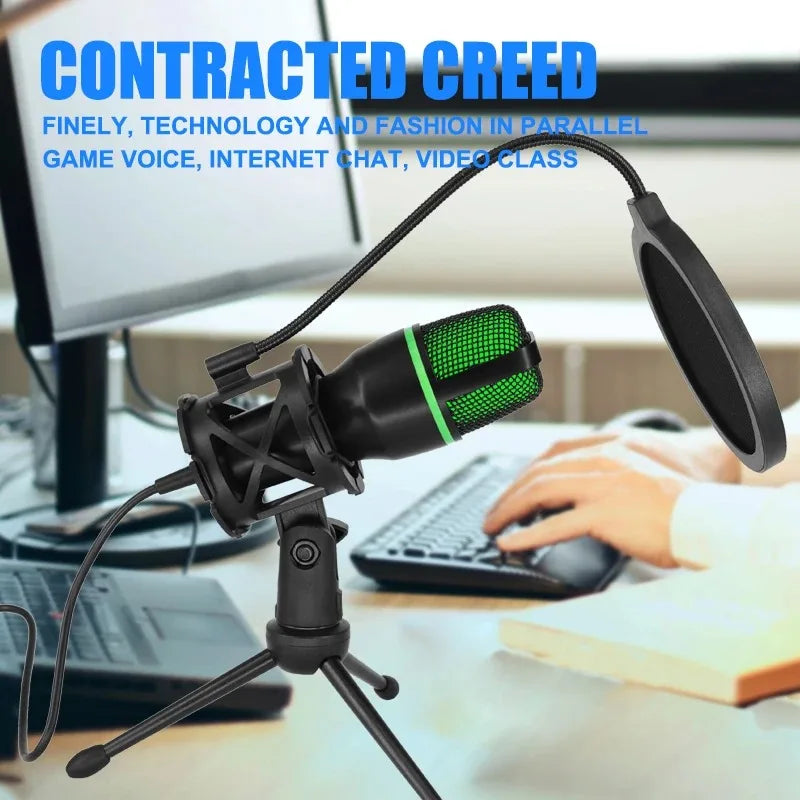 Professional USB RGB Condenser Microphone – Anti-Blowout Desktop Mic for Streaming, Gaming, Podcasts & Vocals