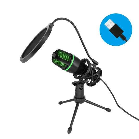 Professional USB RGB Condenser Microphone – Anti-Blowout Desktop Mic for Streaming, Gaming, Podcasts & Vocals