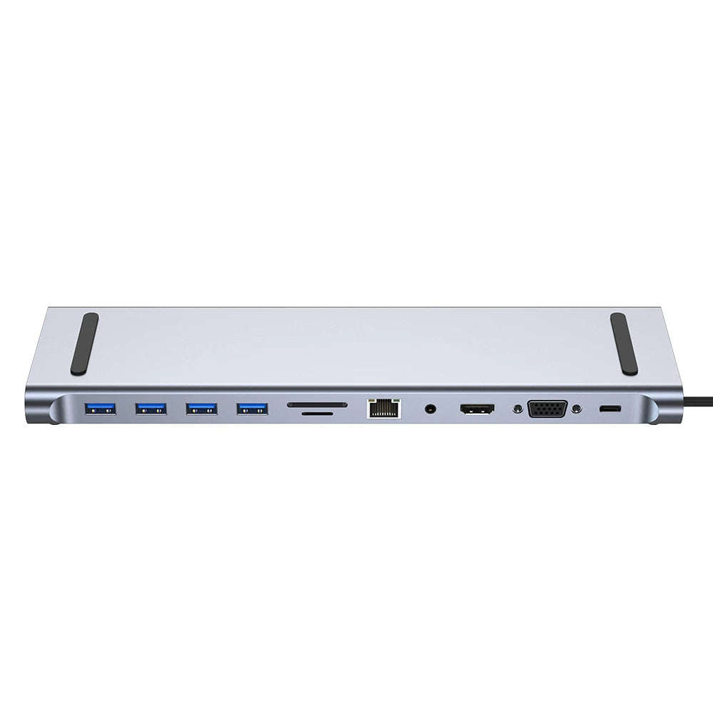 USB-C Docking Station – 11/12-in-1 Multiport Adapter with 4K HDMI, RJ45, SD/TF, VGA & USB 3.0