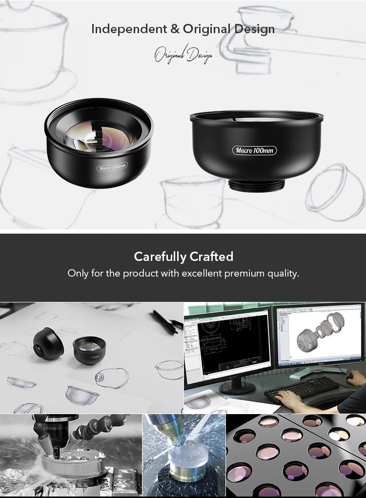 APEXEL 100mm Macro Phone Lens — 4K HD with Optional CPL & Star Filter for iPhone & Android