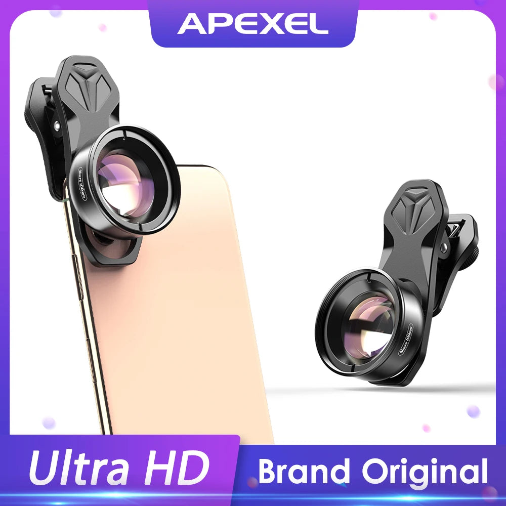 APEXEL 100mm Macro Phone Lens — 4K HD with Optional CPL & Star Filter for iPhone & Android