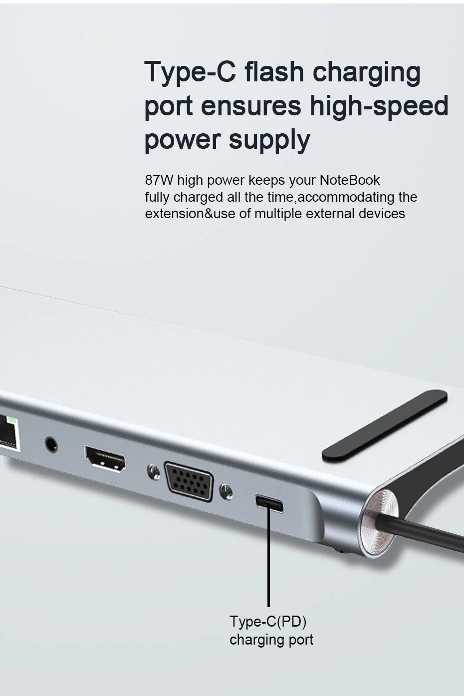 USB-C Docking Station – 11/12-in-1 Multiport Adapter with 4K HDMI, RJ45, SD/TF, VGA & USB 3.0