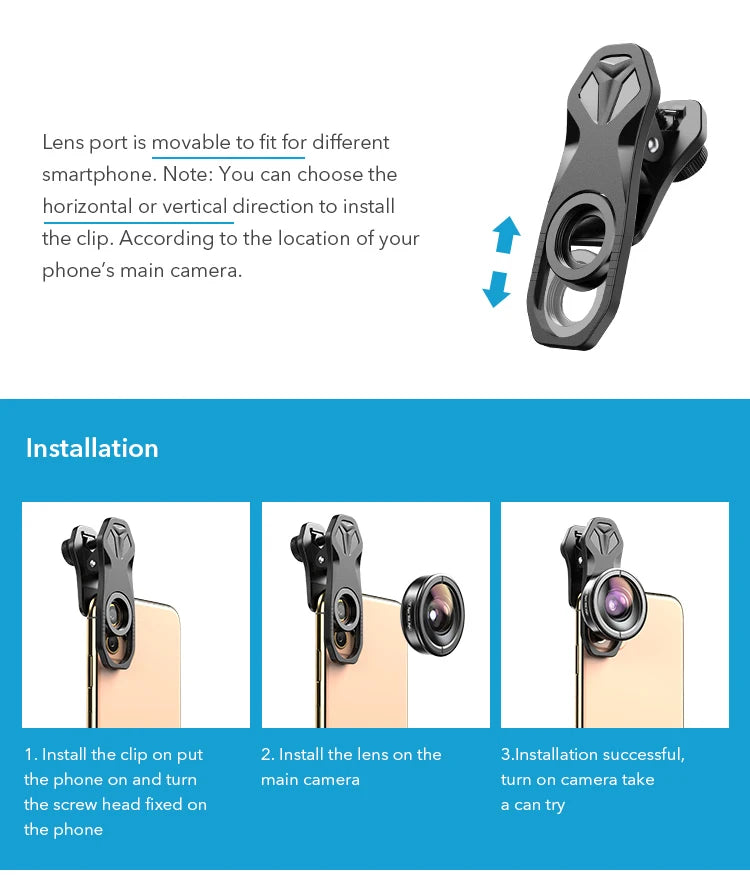 APEXEL 100mm Macro Phone Lens — 4K HD with Optional CPL & Star Filter for iPhone & Android