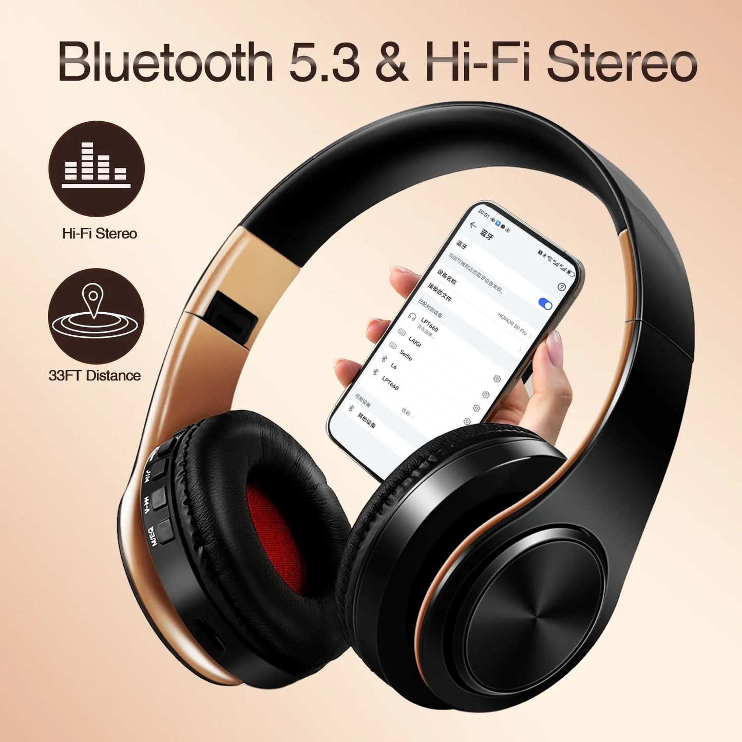 Wireless Bluetooth Headphones with Built-in Mic – 14 Colors