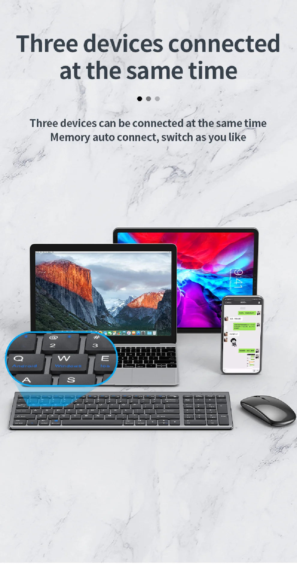 Wireless Keyboard & Mouse Combo – Bluetooth 5.0 & 2.4G Rechargeable Full-Size Ergonomic Set