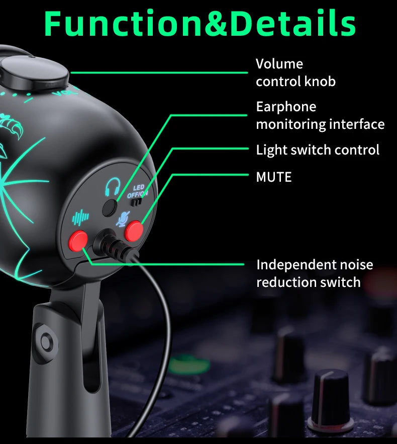 USB Condenser Microphone – Tabletop Mic for Gaming, Podcasting, Streaming & Studio Recording