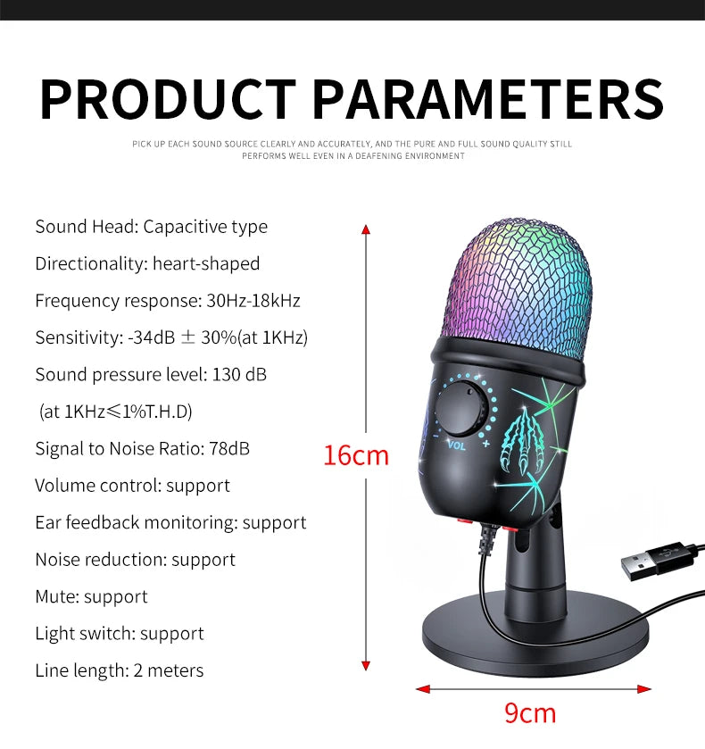 USB Condenser Microphone – Tabletop Mic for Gaming, Podcasting, Streaming & Studio Recording