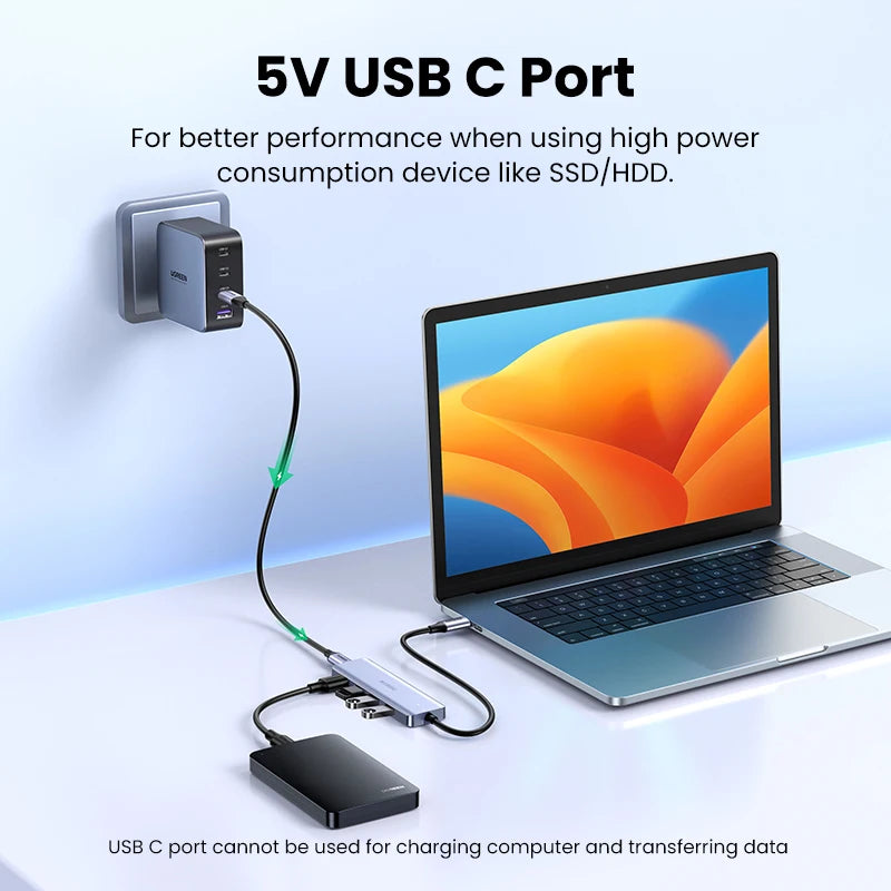 USB-C Hub – 4-Port USB 3.0 Splitter Adapter for Laptops, Tablets & Desktop PCs
