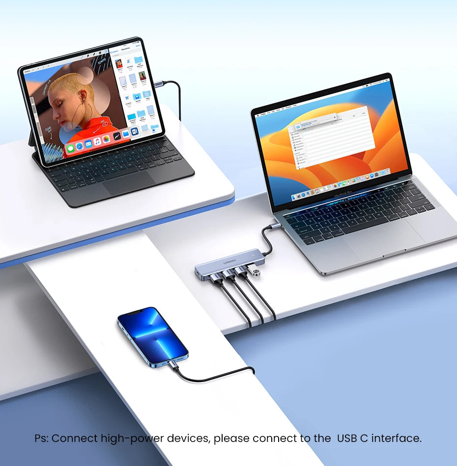 USB-C Hub – 4-Port USB 3.0 Splitter Adapter for Laptops, Tablets & Desktop PCs
