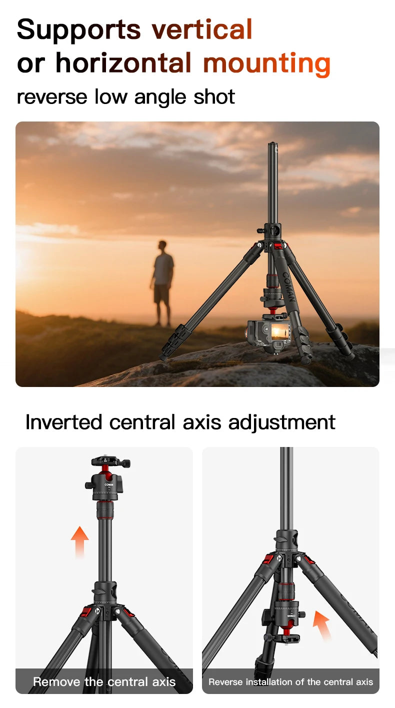 COMAN KX3939 Mini V1 72" Overhead Camera Tripod with Fluid Head