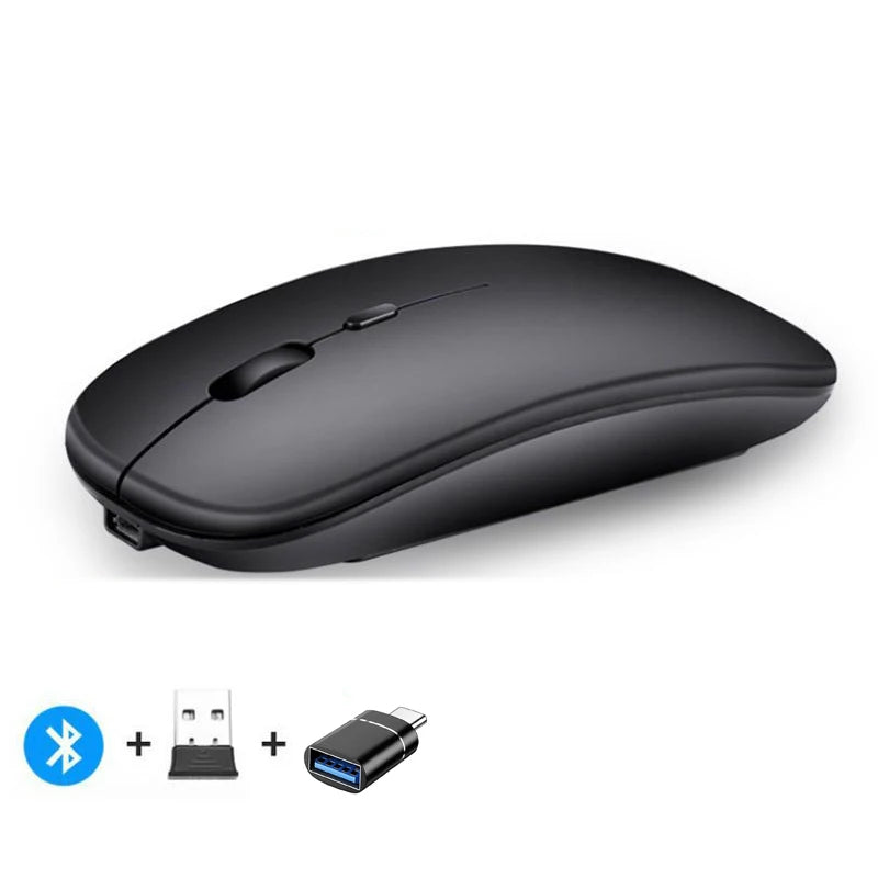 Rechargeable Wireless Mouse – Bluetooth & 2.4GHz Dual-Mode Silent Mini Mouse for PC, Laptop & Mac