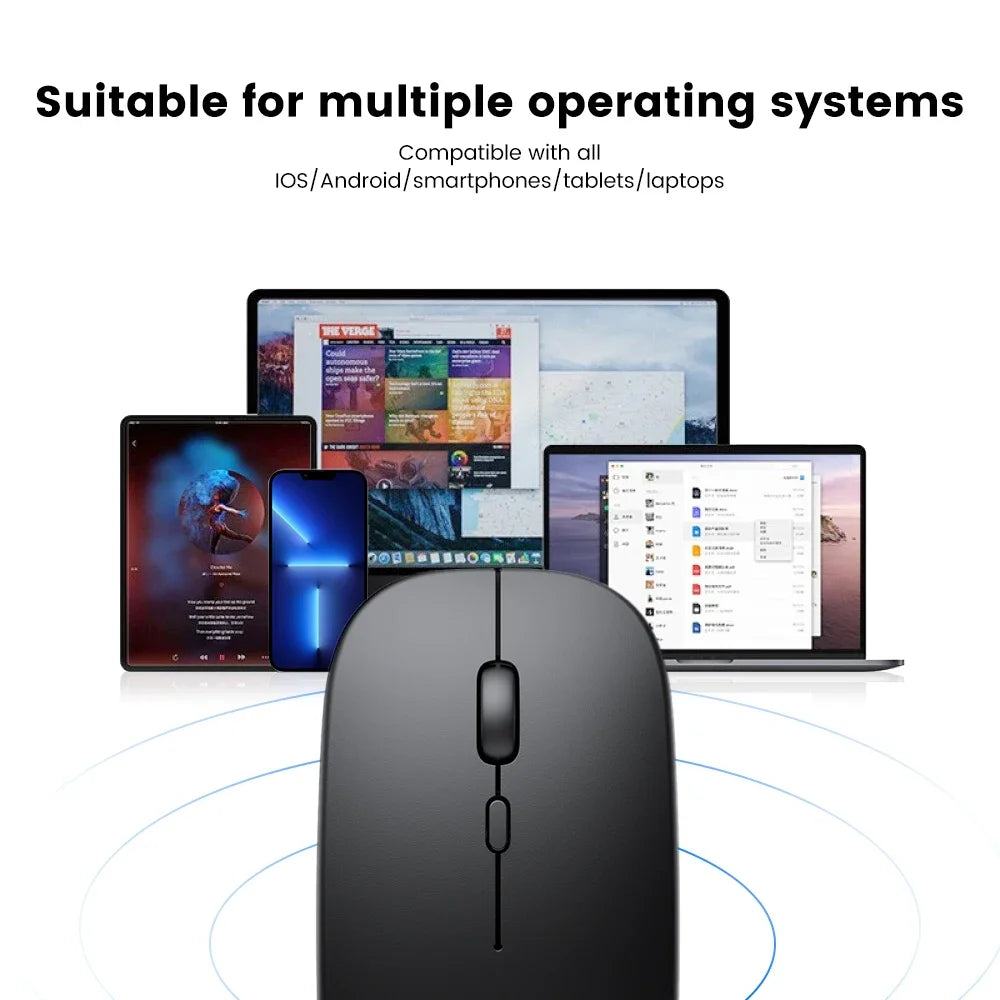 Rechargeable Wireless Mouse – Bluetooth & 2.4GHz Dual-Mode Silent Mini Mouse for PC, Laptop & Mac