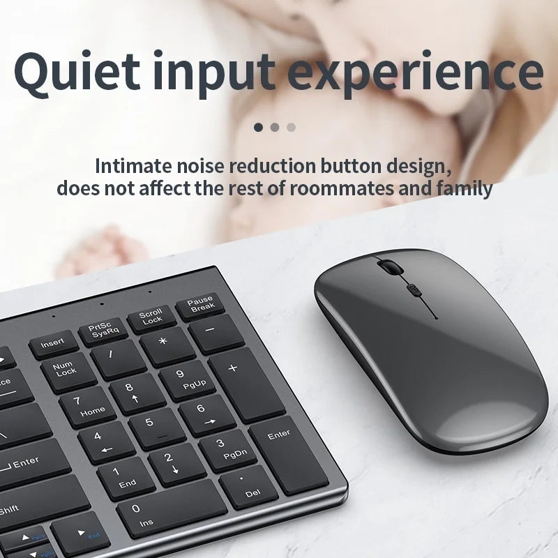 Wireless Keyboard & Mouse Combo – Bluetooth 5.0 & 2.4G Rechargeable Full-Size Ergonomic Set