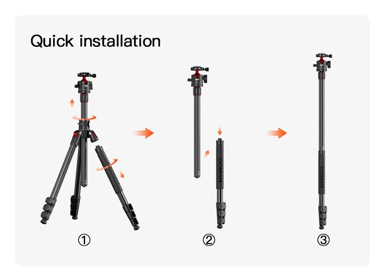 COMAN KX3939 Mini V1 72" Overhead Camera Tripod with Fluid Head