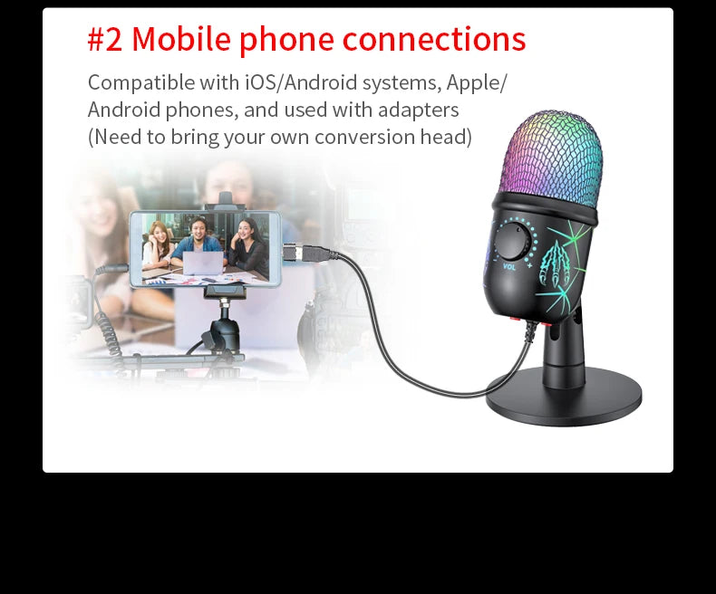 USB Condenser Microphone – Tabletop Mic for Gaming, Podcasting, Streaming & Studio Recording