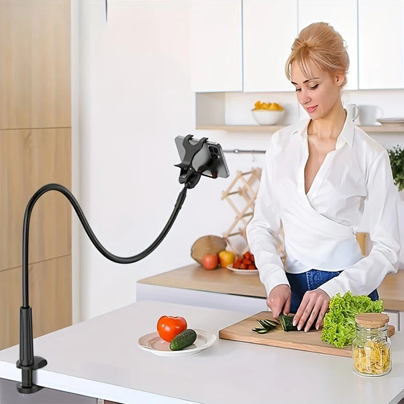 Flexible Gooseneck Phone Mount – Long Arm Clamp Holder for Bed, Desk & Overhead Filming