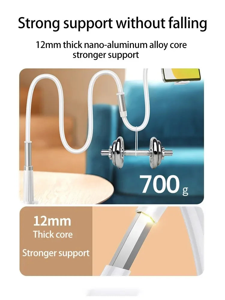 Flexible Gooseneck Phone Mount – Long Arm Clamp Holder for Bed, Desk & Overhead Filming