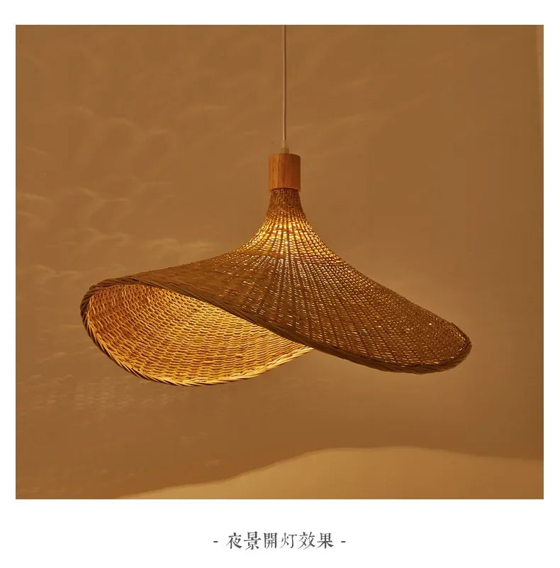 Bamboo Rattan Pendant Light – Handwoven Wicker Ceiling Lamp for Dining Room, Bedroom & Hotel