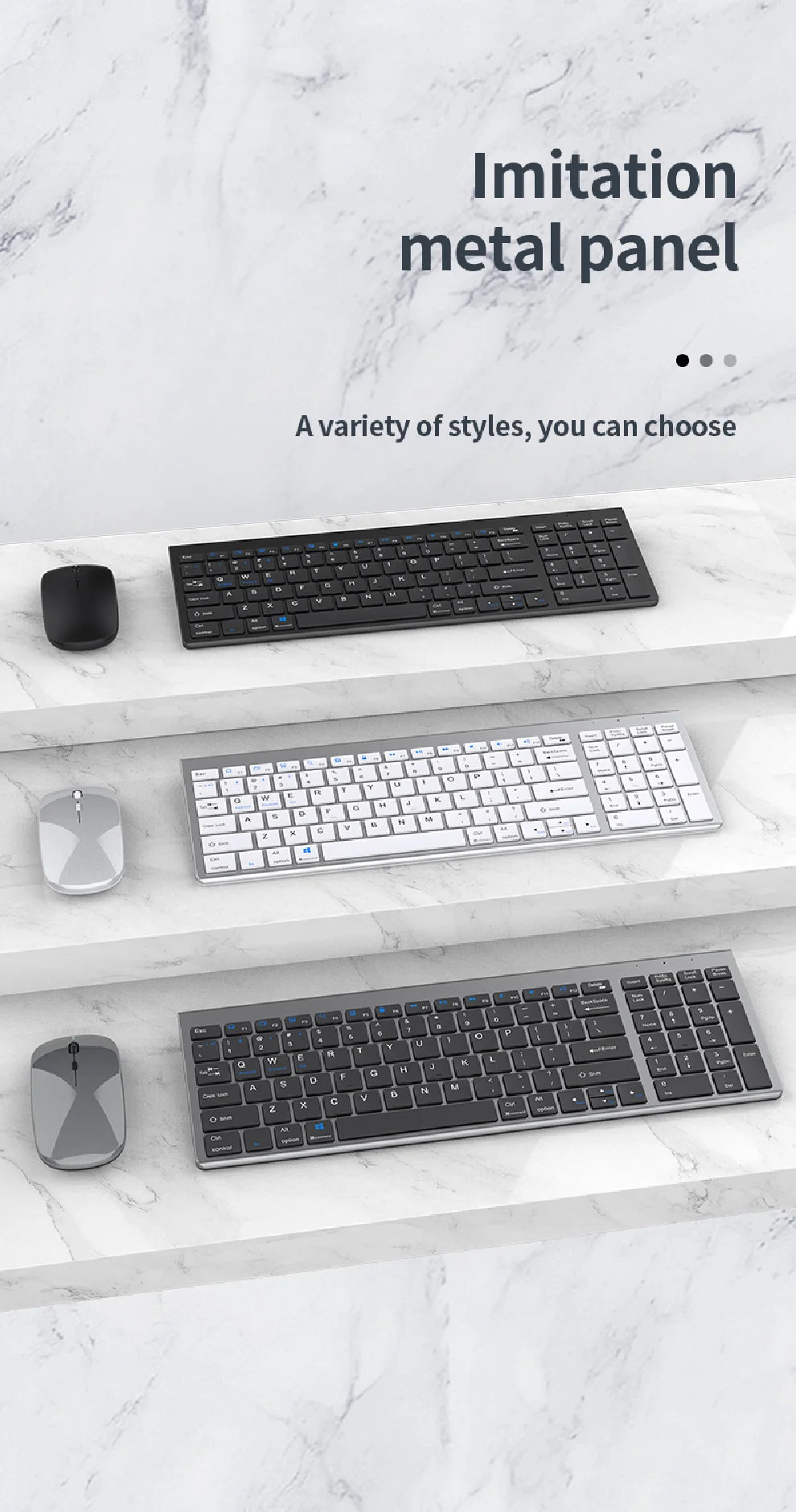 Wireless Keyboard & Mouse Combo – Bluetooth 5.0 & 2.4G Rechargeable Full-Size Ergonomic Set