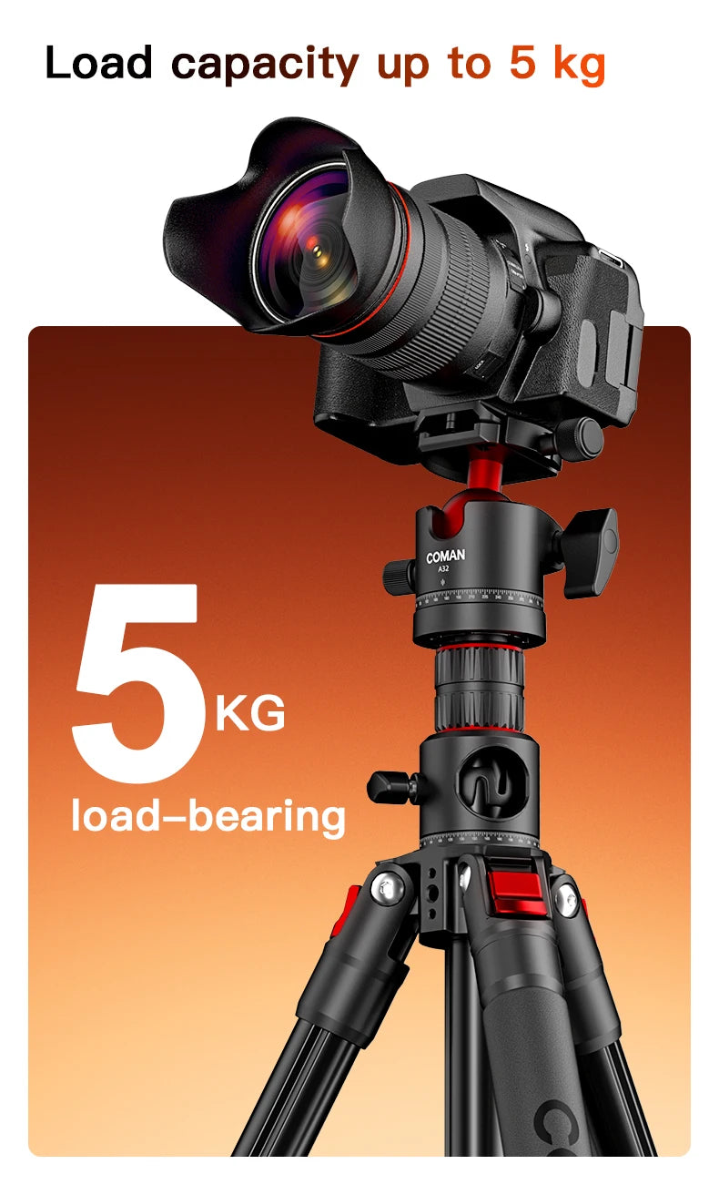 COMAN KX3939 Mini V1 72" Overhead Camera Tripod with Fluid Head