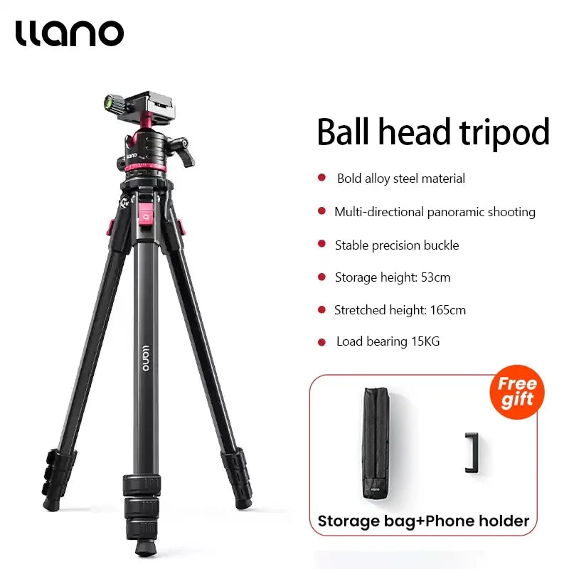 Llano KT003 Professional Camera Tripod with Fluid Head — 15KG Load, Travel-Ready