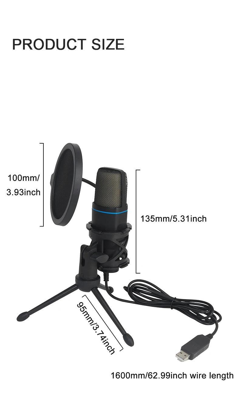 RGB USB Condenser Microphone – Wired Gaming Mic for Podcasting, Streaming & Studio Recording