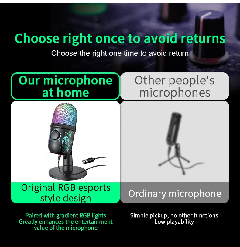 USB Condenser Microphone – Tabletop Mic for Gaming, Podcasting, Streaming & Studio Recording
