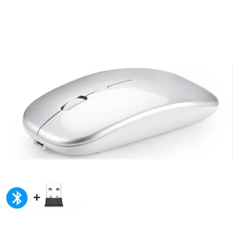 Rechargeable Wireless Mouse – Bluetooth & 2.4GHz Dual-Mode Silent Mini Mouse for PC, Laptop & Mac