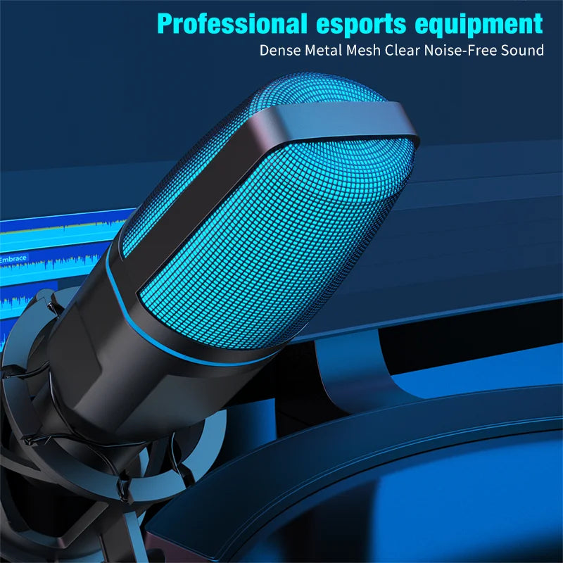 RGB USB Condenser Microphone – Wired Gaming Mic for Podcasting, Streaming & Studio Recording