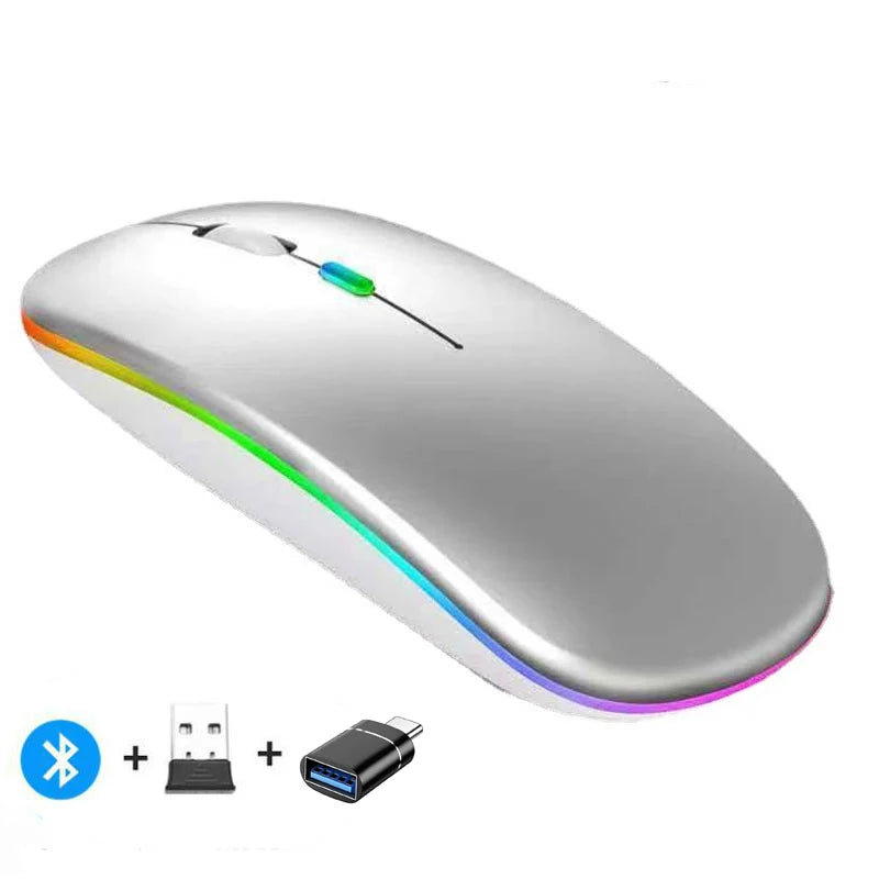 Rechargeable Wireless Mouse – Bluetooth & 2.4GHz Dual-Mode Silent Mini Mouse for PC, Laptop & Mac