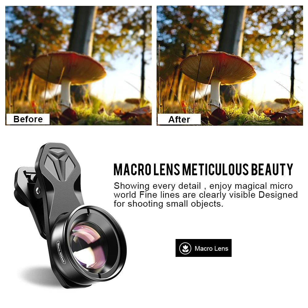 APEXEL APL-HB100MM 100mm Macro Phone Lens Kit — 4K HD with CPL & Star Filter Bundle