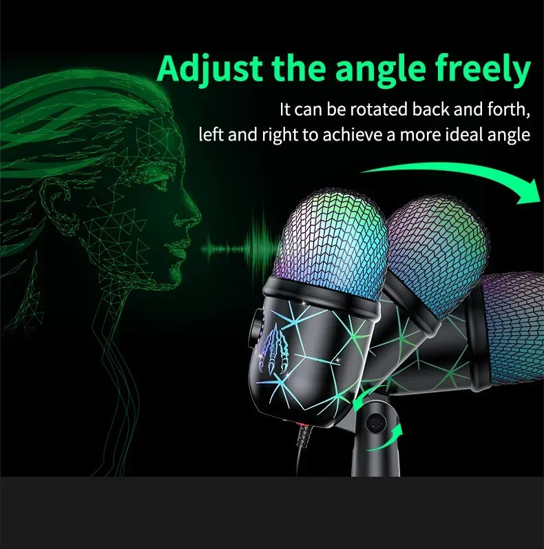 RGB USB Condenser Microphone with Breathing Light – Desktop Mic for Streaming, Gaming & Video Calls