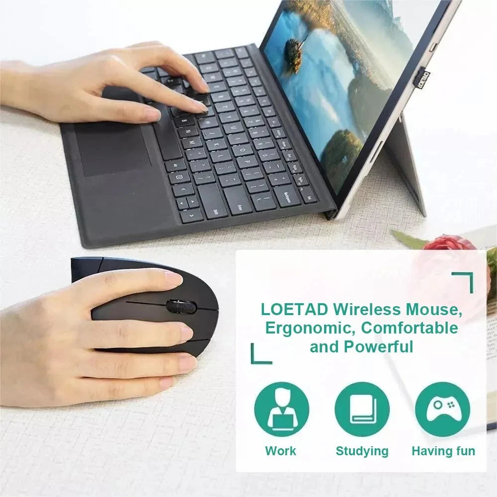 Ergonomic Vertical Wireless Mouse – 2.4GHz, 3 Adjustable DPI & 6 Buttons for Laptop & PC