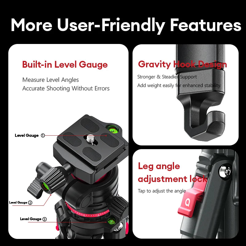 Llano KT003 Professional Camera Tripod with Fluid Head — 15KG Load, Travel-Ready