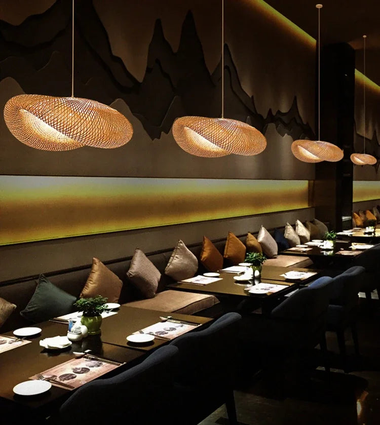Bamboo Rattan Pendant Light – Handwoven Wicker Ceiling Lamp for Dining Room, Bedroom & Hotel