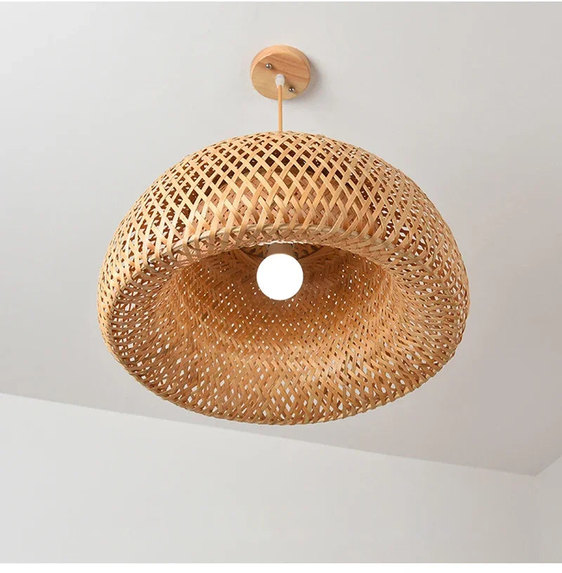 Bamboo Rattan Pendant Light – Handwoven Wicker Ceiling Lamp for Dining Room, Bedroom & Hotel