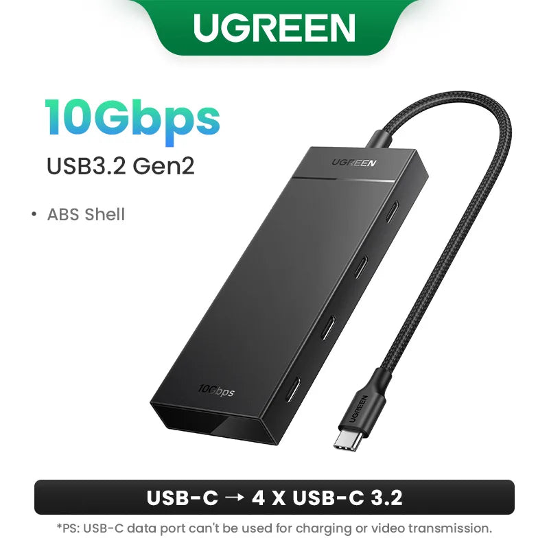 USB-C Hub – 4-Port USB 3.0 Splitter Adapter for Laptops, Tablets & Desktop PCs