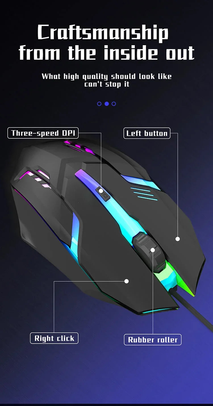 RGB Wired Gaming Mouse – Ergonomic 4-Button USB Mouse with RGB Backlight for Desktop & Laptop