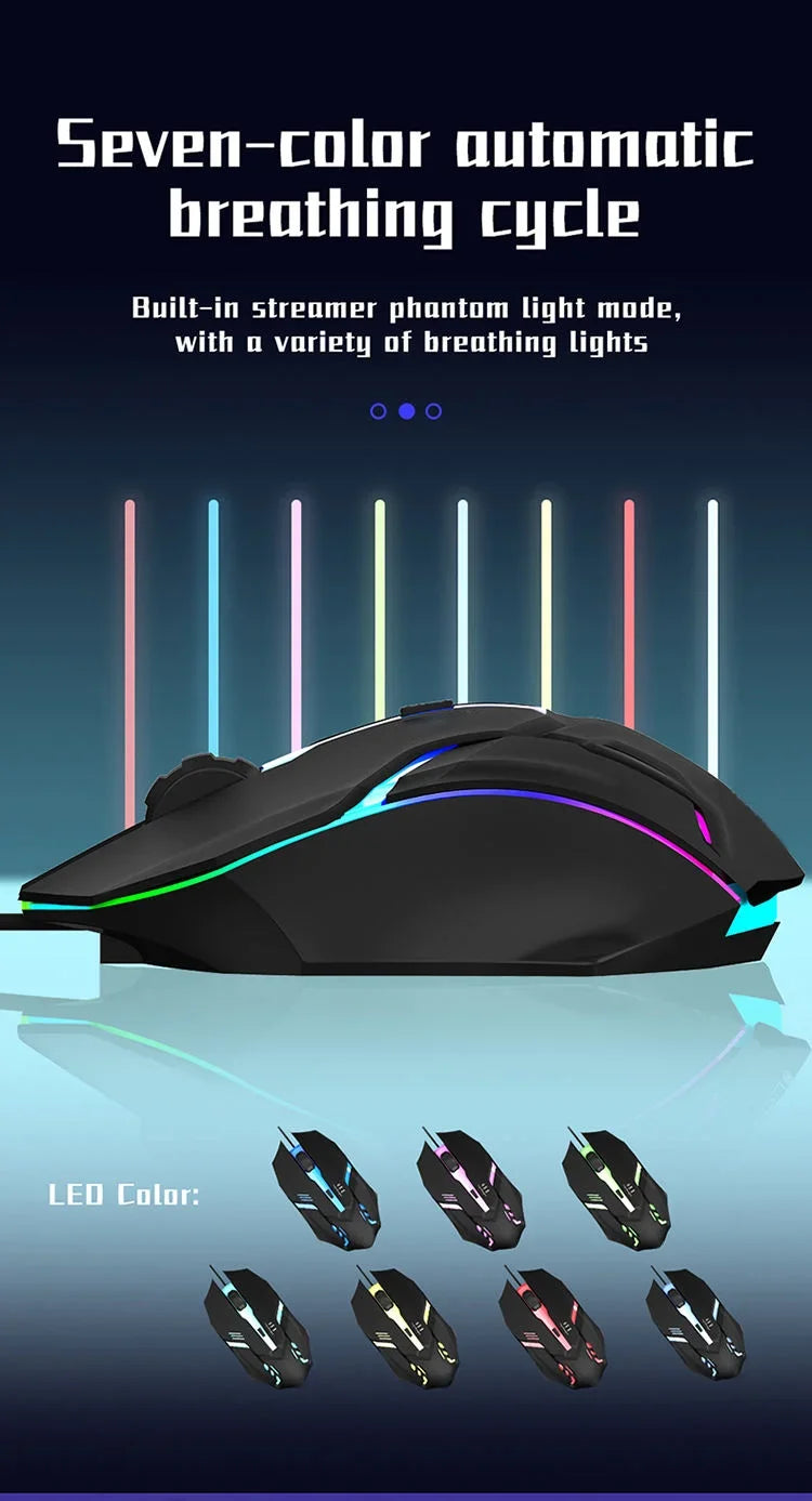RGB Wired Gaming Mouse – Ergonomic 4-Button USB Mouse with RGB Backlight for Desktop & Laptop