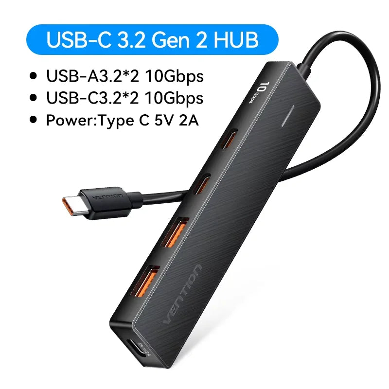 USB 3.2 Gen2 Hub – 5-Port 10Gbps USB-A & USB-C Multiport Adapter for MacBook, iPad & Laptop
