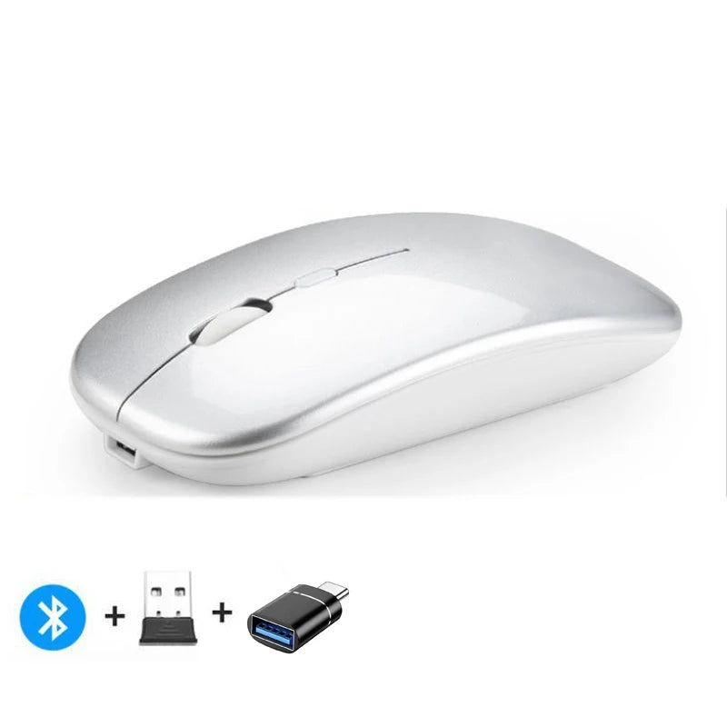 Rechargeable Wireless Mouse – Bluetooth & 2.4GHz Dual-Mode Silent Mini Mouse for PC, Laptop & Mac