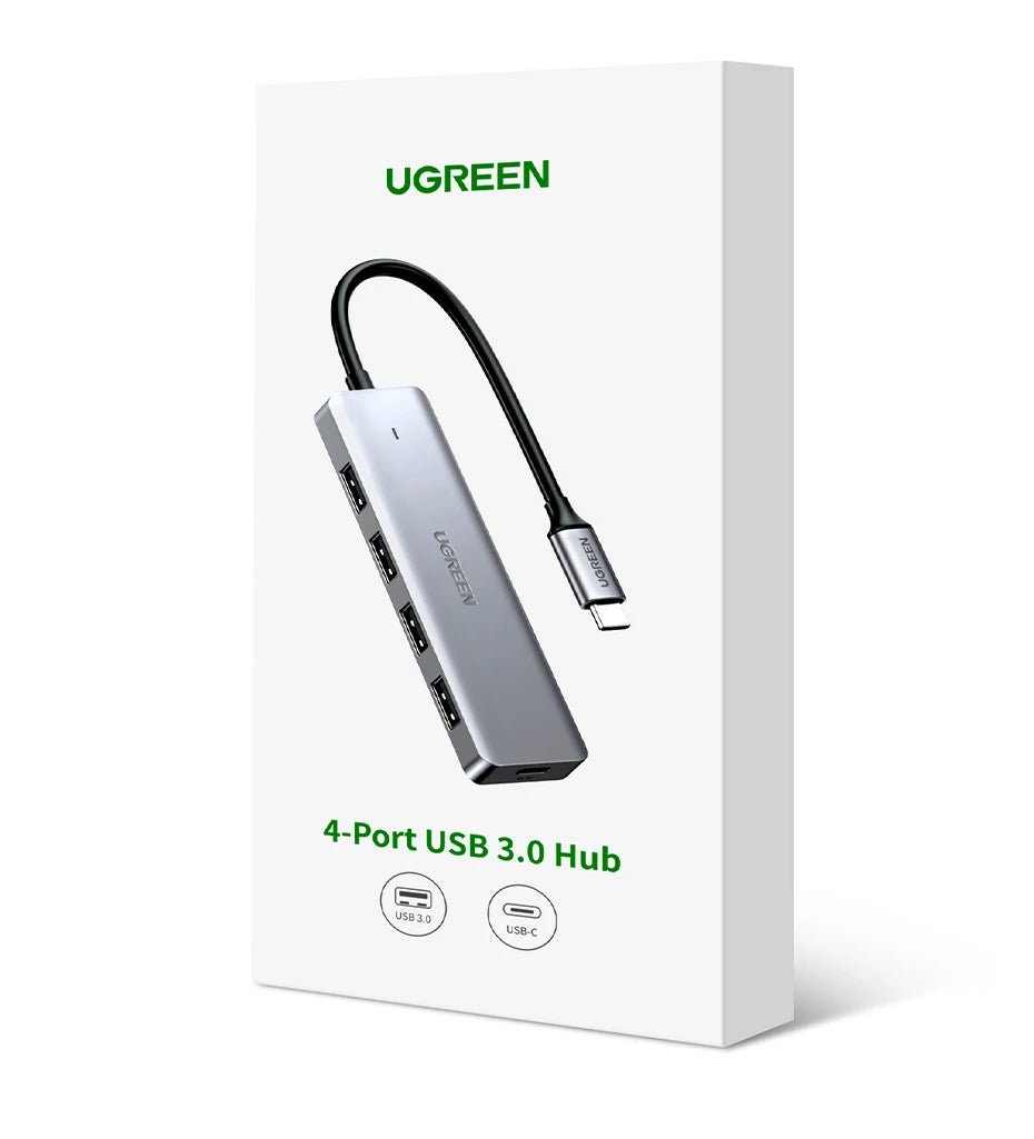 USB-C Hub – 4-Port USB 3.0 Splitter Adapter for Laptops, Tablets & Desktop PCs