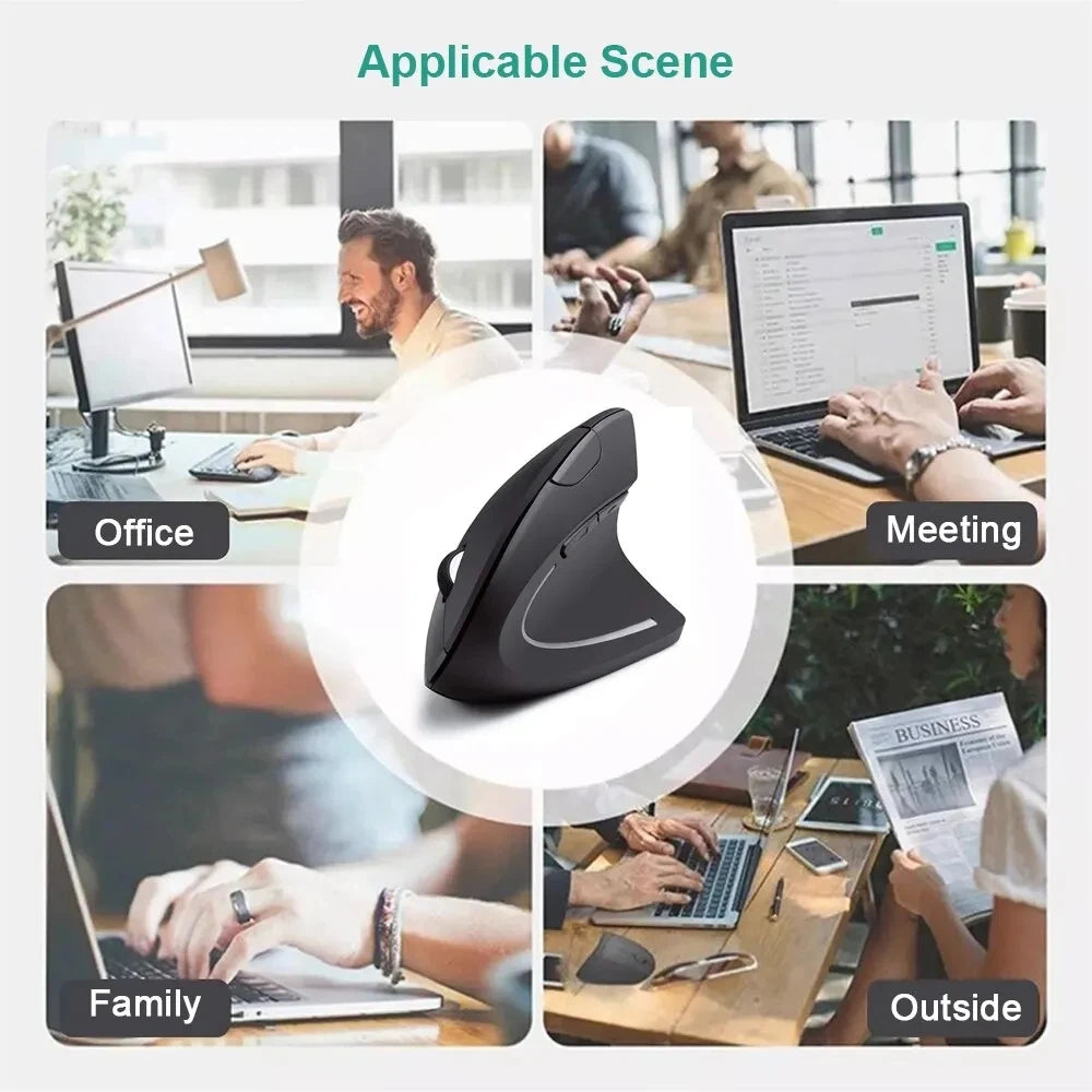 Ergonomic Vertical Wireless Mouse – 2.4GHz, 3 Adjustable DPI & 6 Buttons for Laptop & PC