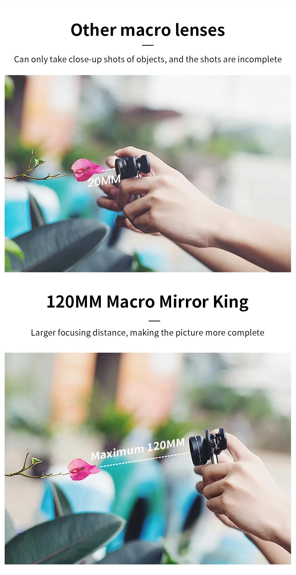MARTVSEN 120mm Macro Phone Lens — 5K HD 10x Super Macro for iPhone & Android