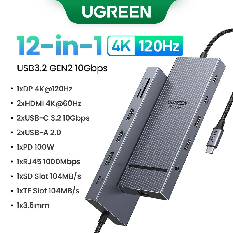 Dual HDMI USB-C Docking Station – Up to 13-in-1 with 8K/4K Output, RJ45, PD 100W & USB 3.0