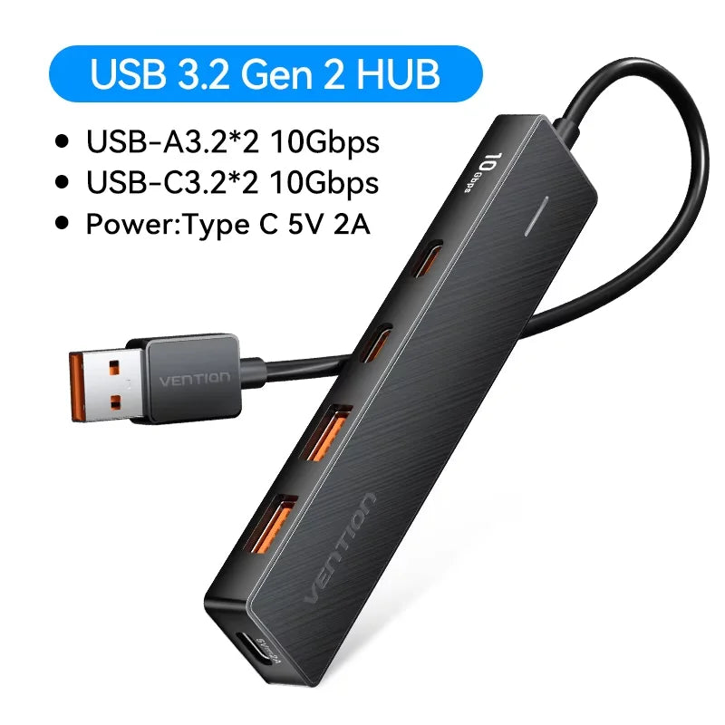 USB 3.2 Gen2 Hub – 5-Port 10Gbps USB-A & USB-C Multiport Adapter for MacBook, iPad & Laptop