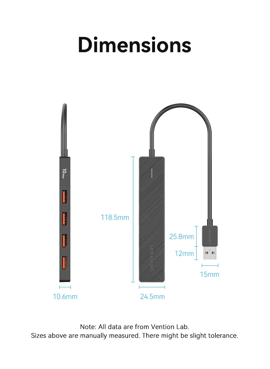 USB 3.2 Gen2 Hub – 5-Port 10Gbps USB-A & USB-C Multiport Adapter for MacBook, iPad & Laptop