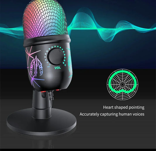 RGB USB Condenser Microphone with Breathing Light – Desktop Mic for Streaming, Gaming & Video Calls