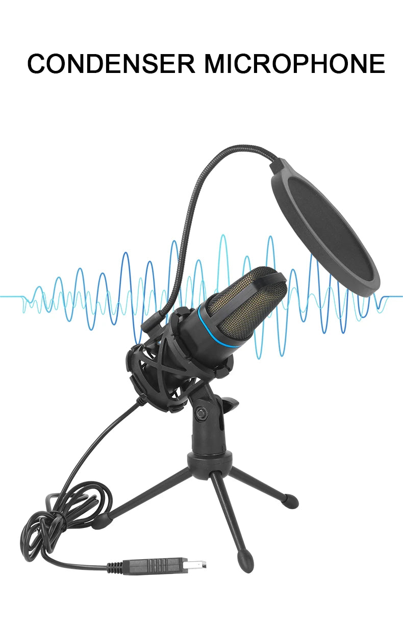 RGB USB Condenser Microphone – Wired Gaming Mic for Podcasting, Streaming & Studio Recording